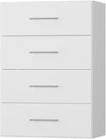 ROOMTEC 31.5" 4 Drawer Short Tower Closet Unit, Modular Closet System with Drawers and Shelf, Wardrobe Organizer for Bedroom or Walk-in Closet, Wall Mounted, Customizable Clothes Storage Unit, White