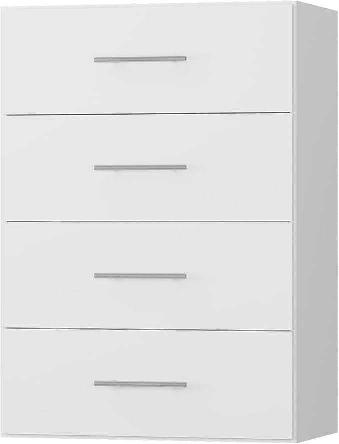 ROOMTEC 31.5" 4 Drawer Short Tower Closet Unit, Modular Closet System with Drawers and Shelf, Wardrobe Organizer for Bedroom or Walk-in Closet, Wall Mounted, Customizable Clothes Storage Unit, White