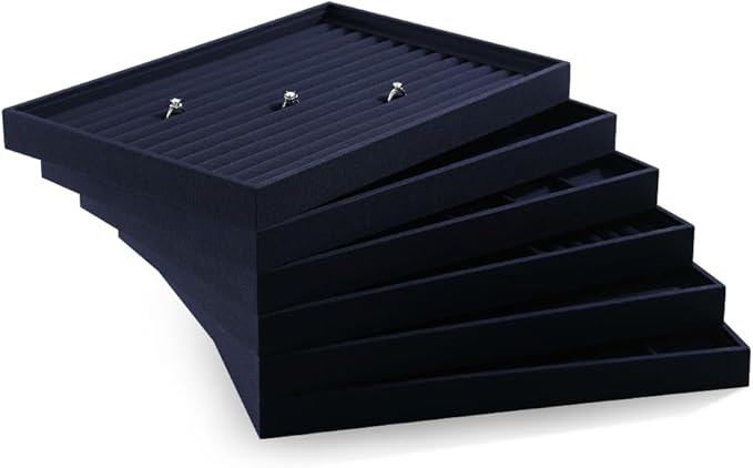 Linen 12 Grid Stackable Bangle Storage Tray, Bracelet Watch Display Tray, Jewelry Shop Counter Showcase Table Top Organizers, Makeup Table Drawer Insert Jewelry Tray
