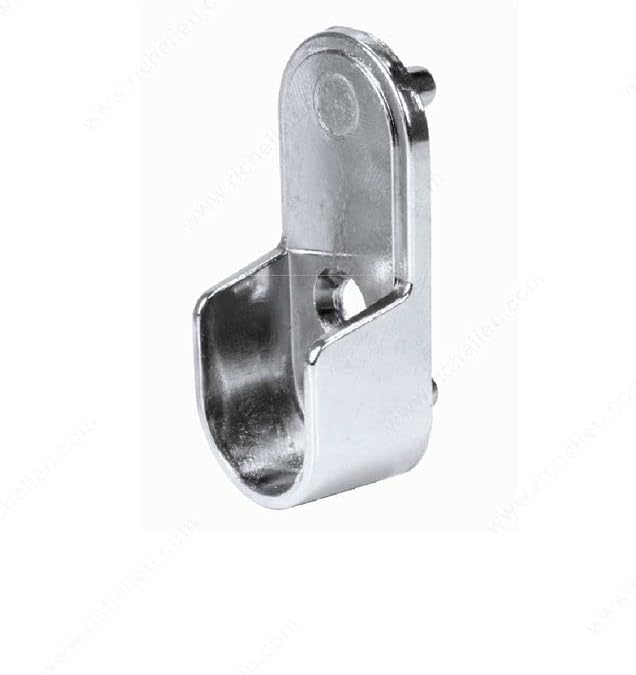 Closet Rod Kit - Oval Rod, 92 inch (2337mm) long with 6 end caps and center support. (Chrome)