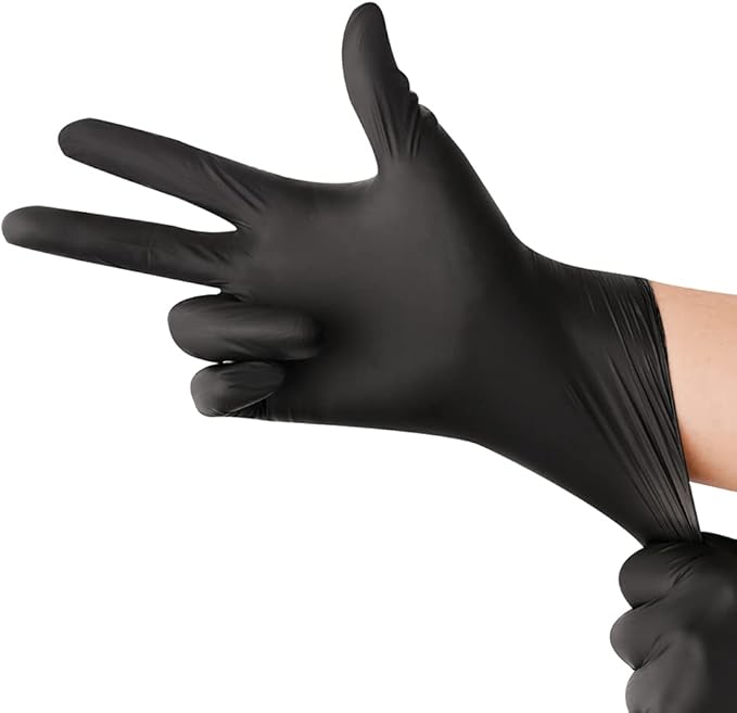 YOTU Black Disposable Nitrile Latex & Powder Free 6-Mil Gloves 100 Count, Textured, Mechanic Wearing, Cleaning, Food Black Medium