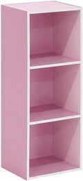 Furnifact White Pink 3-Tier Open Shelf Bookcase, Modern Design, Durable Construction, Space-Saving Storage, Suitable for Living Room or Office Display