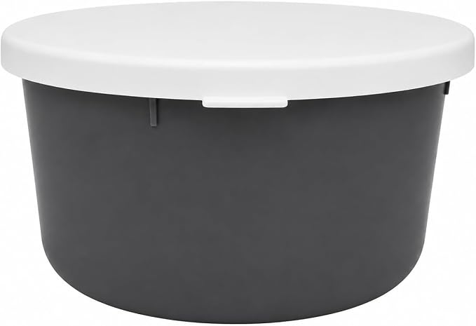 Correct Connect RCC Mini 1 Gallon Horse Feed Storage Bowl with Snap Lid, Feed Container for Treats and Supplements, BPA Free Food Grade Feed Bucket, Stackable (Grey)