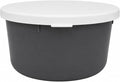 Correct Connect RCC Mini 1 Gallon Horse Feed Storage Bowl with Snap Lid, Feed Container for Treats and Supplements, BPA Free Food Grade Feed Bucket, Stackable (Grey)