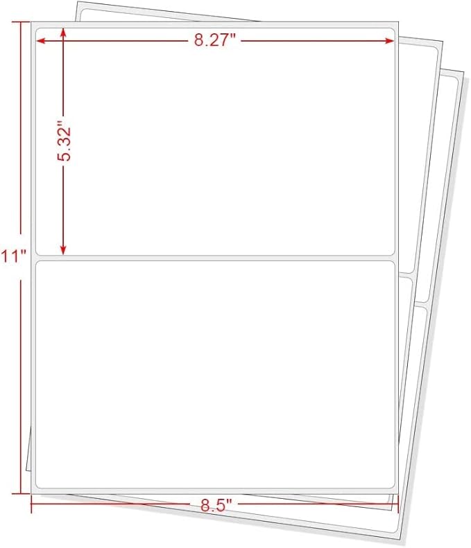 MFLABEL Half Sheet Shipping Labels 2-UP (300 Labels, 8.5"x5.5") - Round Corner Laser/Inkjet Labels for FedEx, UPS, Amazon FBA Strong Adhesion Corrugated Box Labels