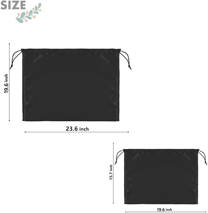 2 PCS Dust Cover Storage Bags Dust Bags for Handbags Large, Silk Drawstring Purse Storage Bag for Handbags Purses, Shoe Boots, Travel Organizer (Black + White, 23.6 * 19.6 in)