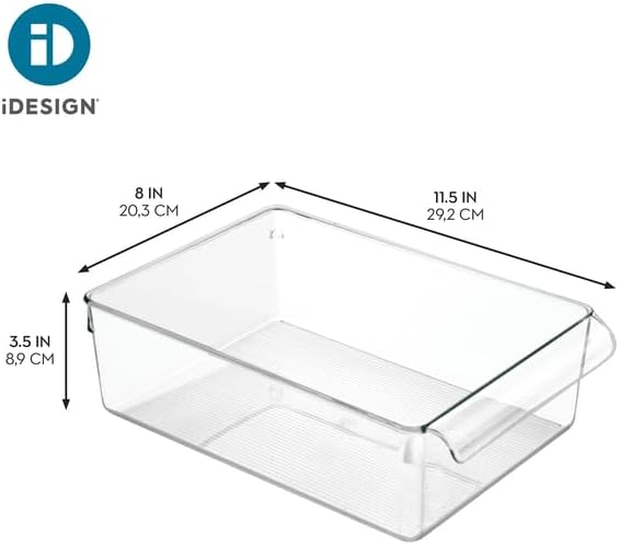 iDesign Fridge Storage Bin with Handle, Clear | Fridge Tray, For Cheeses and Snacks