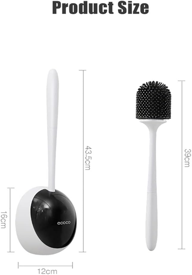 Toilet Brush for Bathroom Silicone Brush Holder Cleaning Tool Home Cleaning Brush for Toilet Bathroom Accessories Set Bathroom Toilet Brush Holder (Gray) (Black)