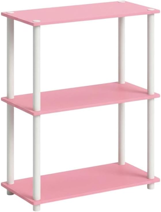 Furnifact Pink White Bookcase with Elegant Storage, Sturdy Wooden Construction, Modern Design, Ideal for Home Office or Living Room Decor