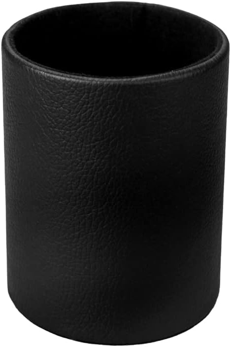 Black Pen Holder, Leather Pencil Holder, Simple pen cup, Elegant pen holder for desk, Desktop pencil cup, Stationery Organizer for Office School Home Dorm (Black)