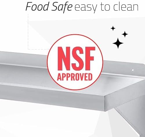DuraSteel Stainless Steel Shelf - 60 Inch Wide x 12 Deep Commercial NSF Mounted Metal Wall Shelf Pantry Organizer Garage Storage Shelves - Rack Shelving Restaurant Kitchen Units Laundry Utility Room