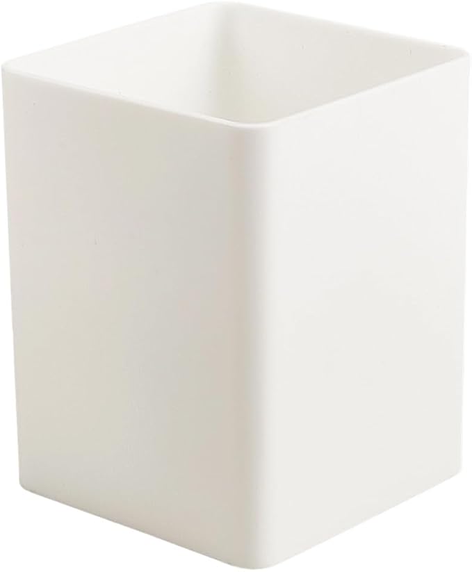 CRASPIRE White Pen Holders Plastic Pencil Cups Square Waterproof Cuboid Cosmetic Makeup Brush Small Stationery Container Holder Box Case for Office School Home Desk Makeup Brush Pen Pencil Storage