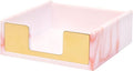 Marble Pink Acrylic Sticky Note Dispenser, 3.82×3.94×1.42 Inch | Fits 3×3 Inch Memo Pads, Holds Up To 300 Sheets, Desktop Organizer with Gold Trim, For Office Use & Daily Work Organization
