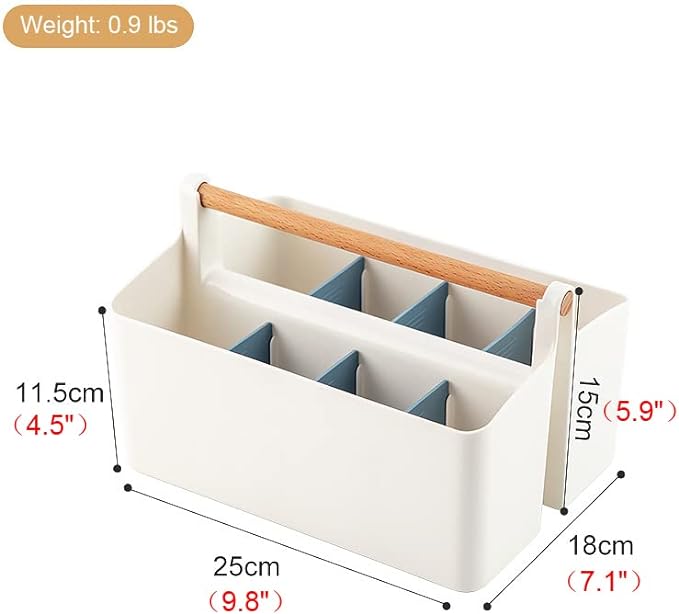 Vidifor 2 pcs Large Art Caddy Tote with Handle, DIY Divided Basket, Desk and Dorm Caddy for Craft Supplies, Colored Pencils, Markers, Makeup, Office Storage Supplies (Pink/Blue Dividers)