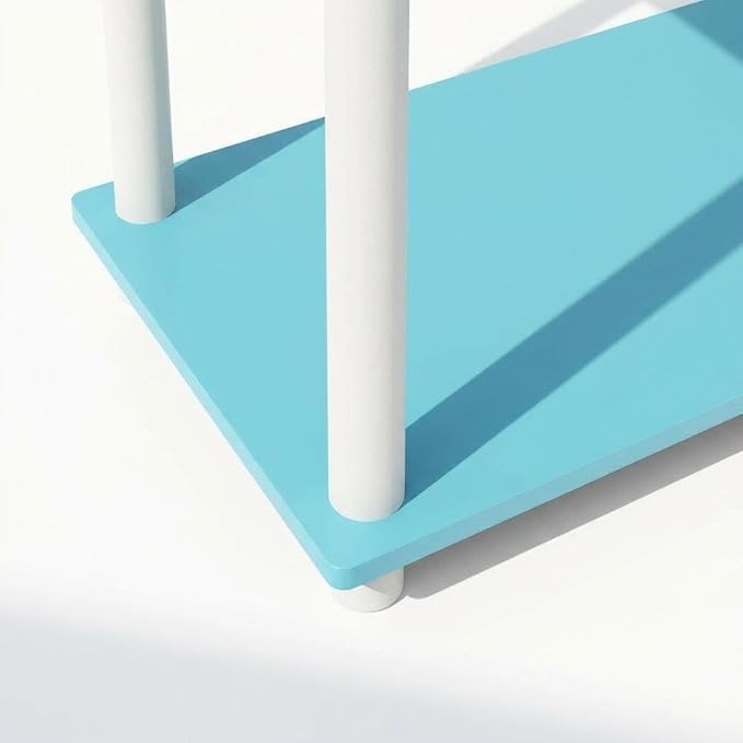 Furnifact Light Blue White Bookcase with Durable Wood Construction, Modern Design, Versatile Storage, Stylish Home Office and Living Room Decor