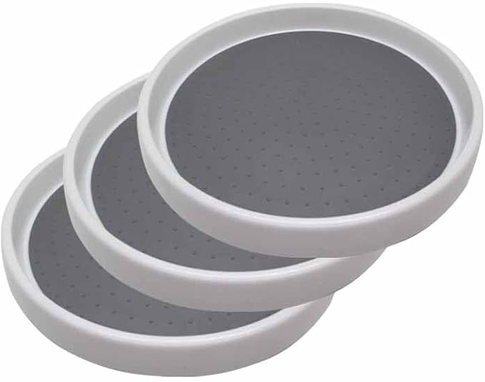 Gadgetime USA 3 Pack Lazy Susan Organizer Turntable (10 inches) - Rotating Spice Rack for Kitchen Cabinet Pantry Fridge Bathroom Vanity Countertop & Under Sink Organization - Non-Skid
