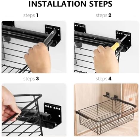 Pull-Out Wire Baskets,Closet Pull-Out Baskets,Retractable Drawer-Style Basket,Sliding Mesh Cabinet Basket,for Home/Laundry/Bathroom/Mudroom(Color2,464-513mm)