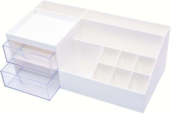 Granvela Multi-Functional Desk Organizer | Bedside Storage Box with Drawers for Home, Office, and School | Makeup Display and Storage Box- Size: Small (9.5 x 4.7 x 3.5 inches)