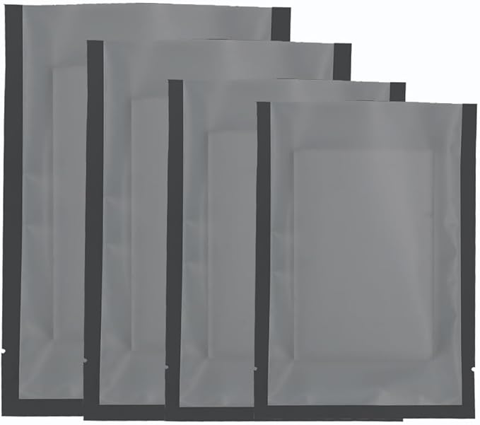 100PCS Customized Vacuum Heat Seal Bag,Open Top Packaging Bag with Clear Front,Single Color Printing for Logo/Text/QR Code (Black, 9 * 13CM/3.5"*5.1"-100PCS-One Color Print)