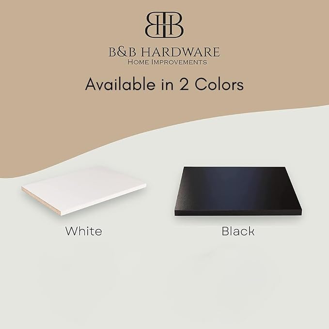 B&B HARDWARE Cabinet Shelves - Melamine 1/2'' Thick - Custom Organize Space with Stylish Cabinet Melamine Shelves - Perfect Solution for Home & Office - Cut to Size (10" Depth x 24 Inches Length)