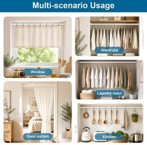 Tension Curtain Rod,31-62 Inches White Shower Rod | No Drilling Installation,11 lbs Max Load,7/8inch Spring Rod Diameter, Adjustable for Doorway, Closet, Kitchen,Bathroom