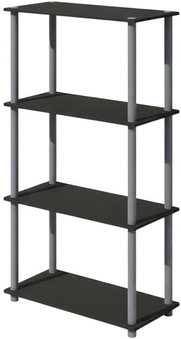 Furnifact Black Grey Bookcase with Sturdy Wood Construction, Modern Design, Easy Assembly, Suitable for Home or Office Storage