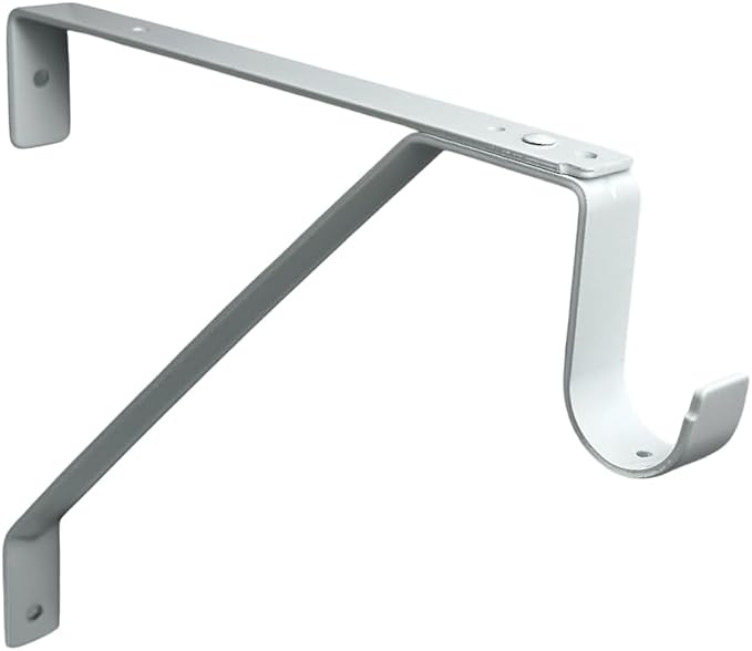 QCAA Heavy Duty Adjustable Shelf Rod Support Bracket for 3/4" Wall Cleat, Powder Coated White, 1 Pack, Made in Taiwan