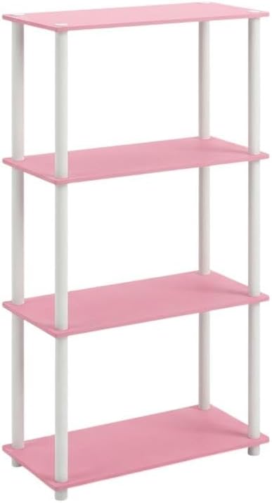 Furnifact Pink White Bookcase with Elegant Wooden Design, Sturdy Construction, Versatile Storage Solution, Ideal for Living Room or Home Office