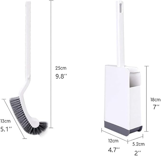 Toilet Brush Plastic Toilet Brush Holder Arc Shape Long Handle Soft Hair Toilet Cleaning Set Home Bathroom Toilet Brush and Holder Toilet Tools (Color : Grey) (Grey White)