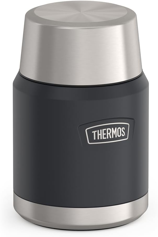THERMOS ICON Stainless Steel Food Jar with Spoon, 16 Ounce, Granite