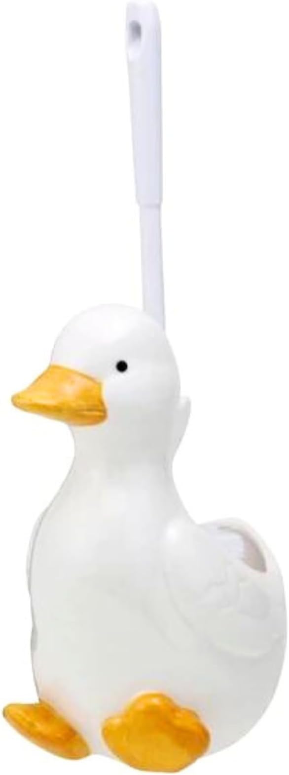 Sunart SAN812 Cute Miscellaneous Goods Lovely Pottery Duck Toilet Brush Stand with Toilet Brush Width 4.9 inches (12.5 cm), White