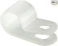 GTSE White Nylon Plastic Cable Clamps, 5/16" Screw Mounts for Cable, Rope, Tube Management, 100 Pack