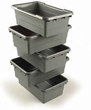 ULTRASOURCE Food Approved Bus Totes/Meat Lug (6 Pack, Gray)