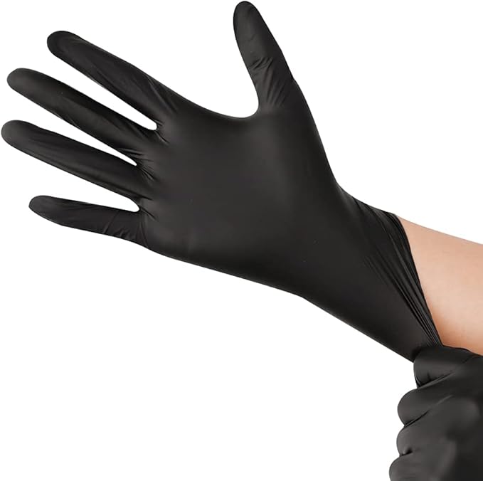 YOTU Black Disposable Nitrile Latex & Powder Free 6-Mil Gloves 100 Count, Textured, Mechanic Wearing, Cleaning, Food Black X-Large