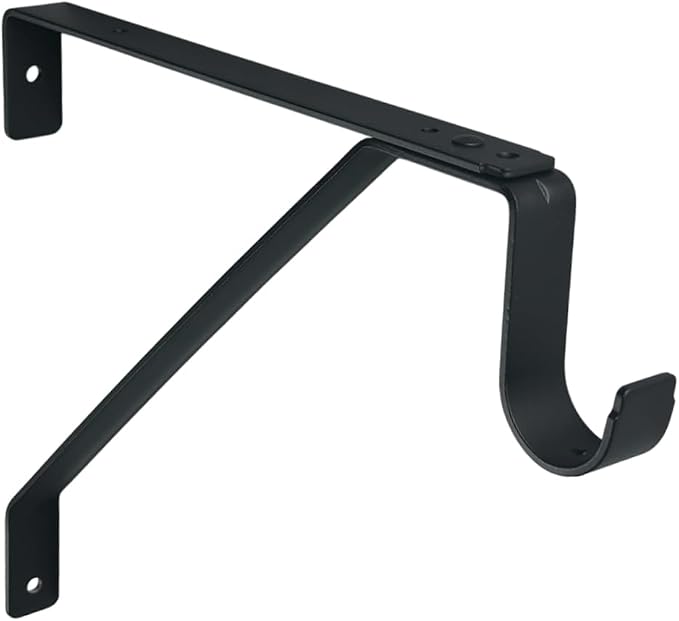 QCAA Heavy Duty Shelf Rod Support Bracket for 3/4" Wall Cleat, Adjustable, Powder Coated Black, Made in Taiwan, 1 Pack