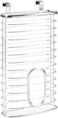 mDesign Steel Hanging Cabinet Storage Organizer Holder for Kitchen, Pantry - Holds Plastic, Sandwich, Garbage, Grocery and Trash Bags; Wrap, Foil, Pack - Spira Collection - Chrome