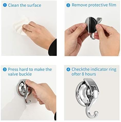 Wreath Hanger, 6 Pack, Silver-Plated Polished Suction Hooks for Window Glass Kitchen Bathroom, Reusable Without Punching for Towel Loofah Robe Coat Wreath Decor, ABS Plastic