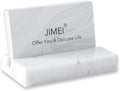 JIMEI Marble Business Card Holder for Desk Organizer Stand 25 Cards Display | White Carrara Marble, holds up to 25 cards,Elegant Minimal Style, Practical Cute Office Desktop Organizer For Men & Women