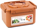 e-jen Premium Kimchi, Sauerkraut Container Probiotic Fermentation with Inner Vacuum Lid (Earthenware Brown, 1.3 gal/ 5.2L)