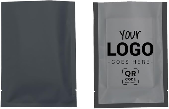 100PCS Customized Vacuum Heat Seal Bag,Open Top Packaging Bag with Clear Front,Single Color Printing for Logo/Text/QR Code (Black, 9 * 13CM/3.5"*5.1"-100PCS-One Color Print)