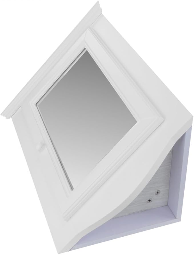 Renovators Supply Manufacturing White Corner Wall Mount Medicine Cabinet with Mirror Wooden Bathroom Storage 27 X 20 Inches Double Shelf Storage Cabinet Pre-Assembled with Hardware