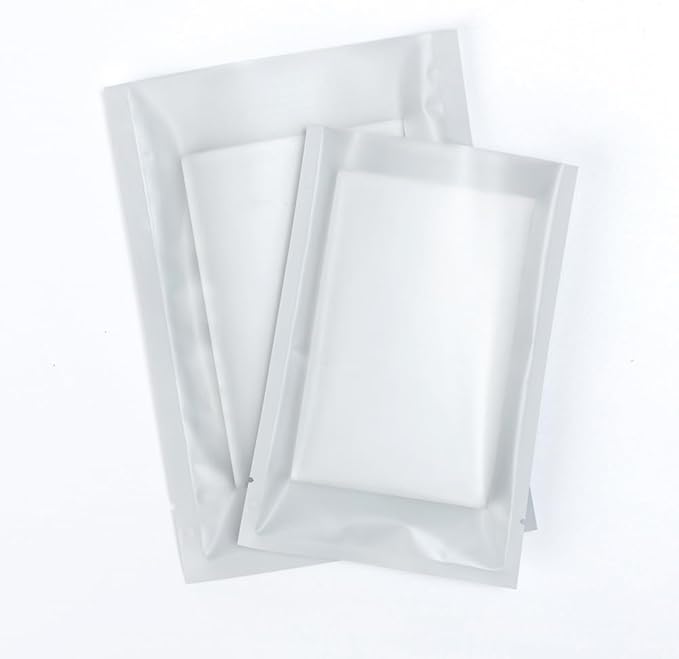 100PCS Customized Vacuum Heat Seal Bag,Open Top Packaging Bag with Clear Front,Single Color Printing for Logo/Text/QR Code (White, 10 * 15CM/4.0"*6.0"-100PCS-One Color Print)