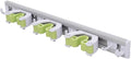Pine-Sol Mop and Broom Holder - Hanging Wall Mount Storage Rack with 3 Slots and 6 Hooks - Adjustable Cleaning Tool Organizer for Garage, Kitchen, and Utility Closet