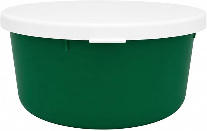 Correct Connect RCC Mini 1 Gallon Horse Feed Storage Bowl with Snap Lid, Feed Container for Treats and Supplements, BPA Free Food Grade Feed Bucket, Stackable (Green)