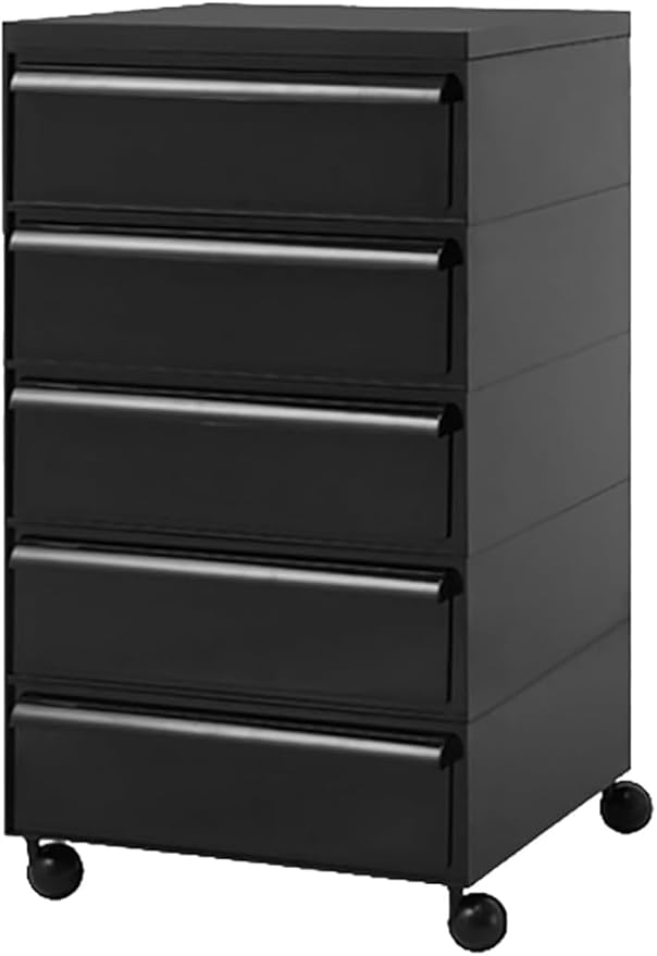 ELEFOCUS 5 Stackable Plastic Storage Bins, rotatable Storage cabinets and Drawers, Bedside Storage Units(Size:42x42x78cm(17x17x31inch),Color:Black)