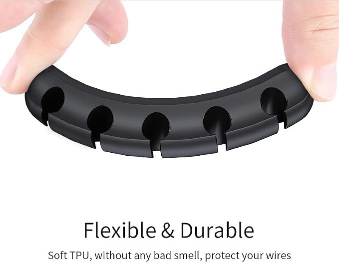 Cable Holder Clips 3 Pack, Cable Organizer for Desk, Cord Management Clips with 3/5/7 Slots, Silicone Cable Clips for USB Cables, Charging Cords, Power Cables, Office & Home – Black