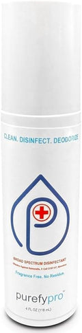 Purefypro Disinfectant Spray (4oz, 1pk) - Kills 99.9999% MRSA, E Coli, Norovirus, Flu and Hepatitis Viruses, HIV Virus, Viruses, VRE, Drug Resistant Germs, Fungi, No Rinse, No Residue