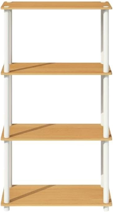 Furnifact Beech White Bookcase with Sturdy Wood Construction, Modern Design, Spacious Shelving, Stylish Home Office Storage Solution