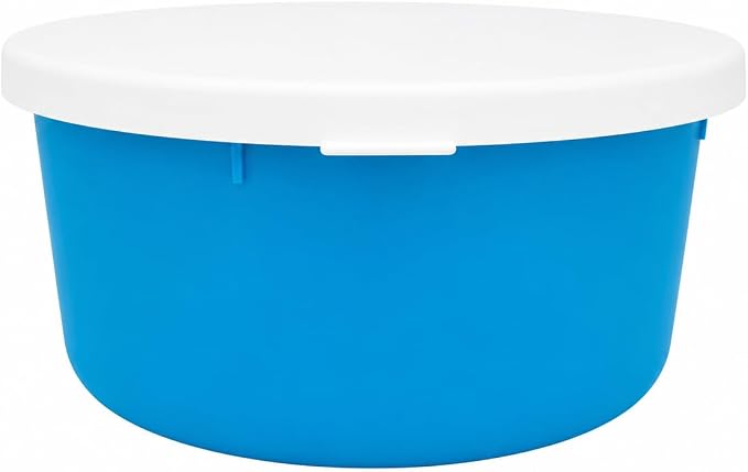 Correct Connect RCC Mini 1 Gallon Horse Feed Storage Bowl with Snap Lid, Feed Container for Treats and Supplements, BPA Free Food Grade Feed Bucket, Stackable (Light Blue)