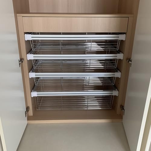 Pull-Out Wire Baskets,Closet Pull-Out Baskets,Retractable Drawer-Style Basket,Sliding Mesh Cabinet Basket,for Home/Laundry/Bathroom/Mudroom(Color2,464-513mm)